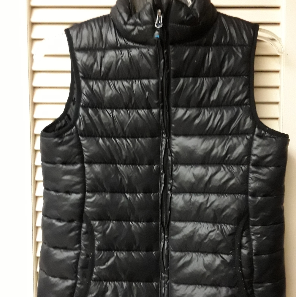 Black Puffer Zip Vest Polar Edge S
